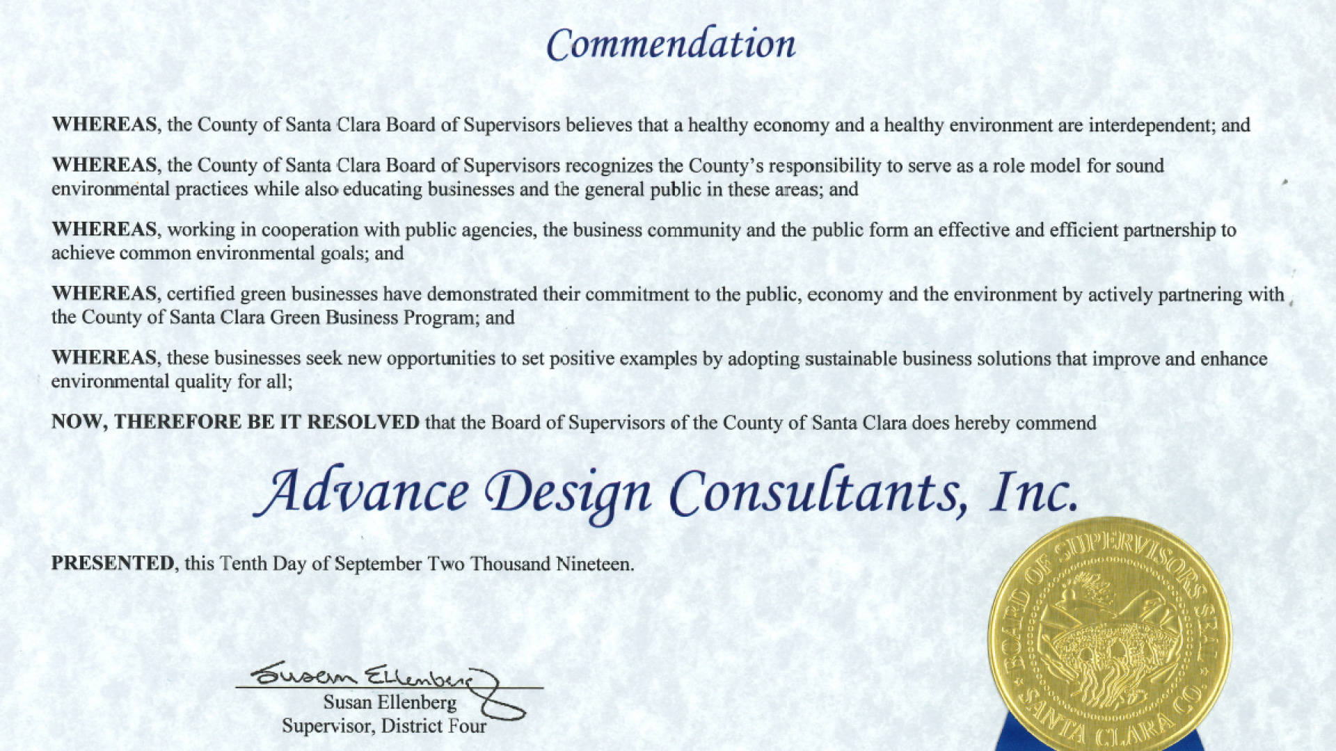 ADC Green Business Commendation